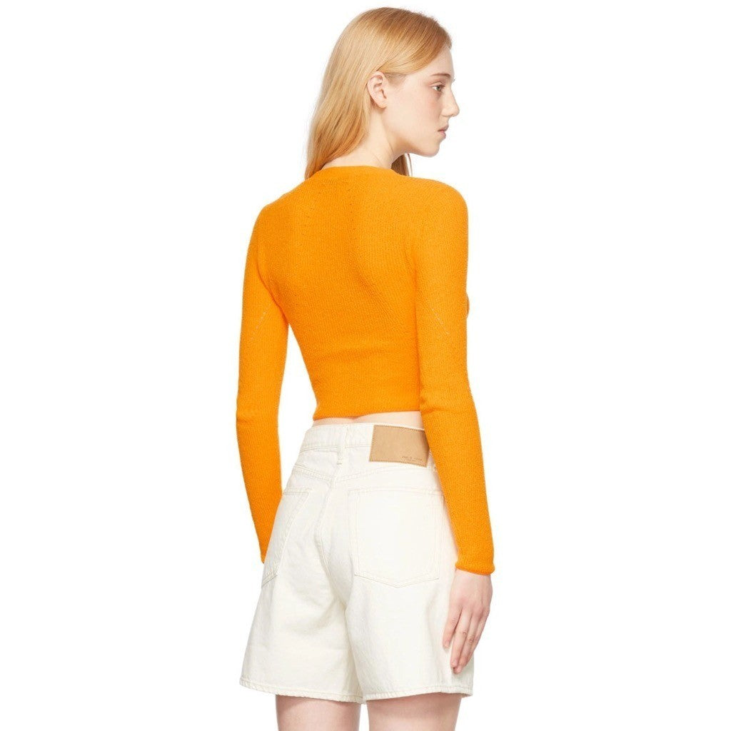 RAG & BONE Soleil Ribbed Cotton-Blend Cardigan Sweater Marigold Orange Small
