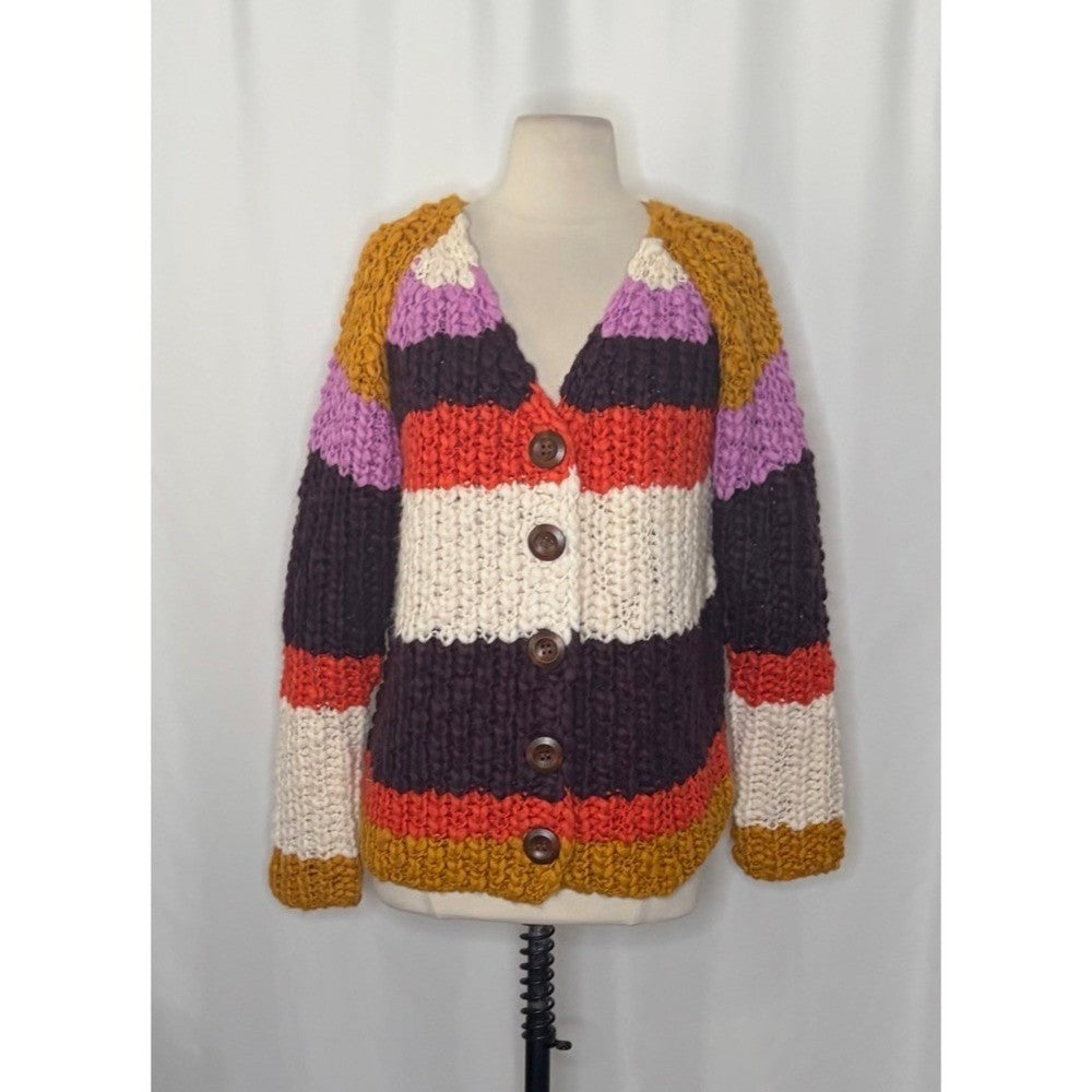 NWT!! FREE PEOPLE Myles Stripe Cardi Chunky Knit Cardigan Sweater X-Small