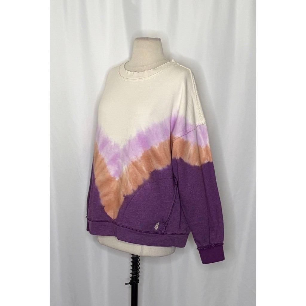 FP Movement FREE PEOPLE Ombre Metti Crew Sweatshirt Shirt Ombre Tie Dye Small
