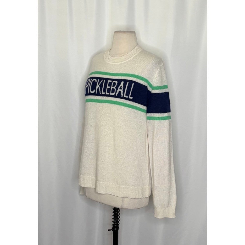 ALASHAN Cashmere Pickleball Sweater Pullover Sporty Text Script Preppy X-Large