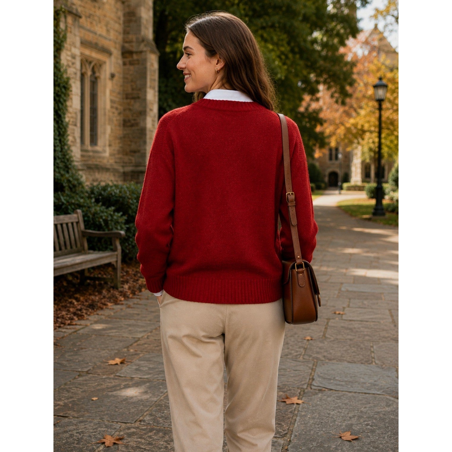 J. CREW Relaxed V Neck Pullover Sweater Solid Red Merino Wool Alpaca Medium