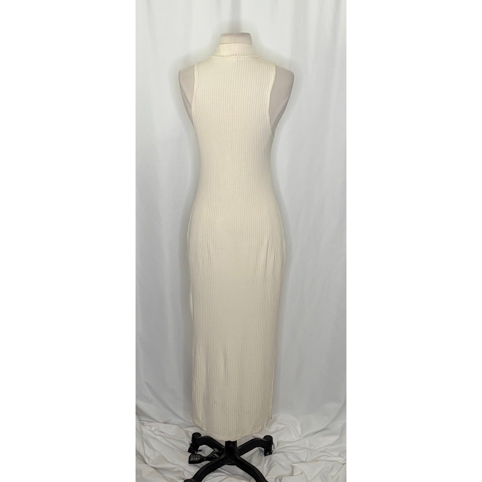 Anthropologie BEYOND YOGA Well Traveled Midi Dress Solid Ivory Ribbed Medium