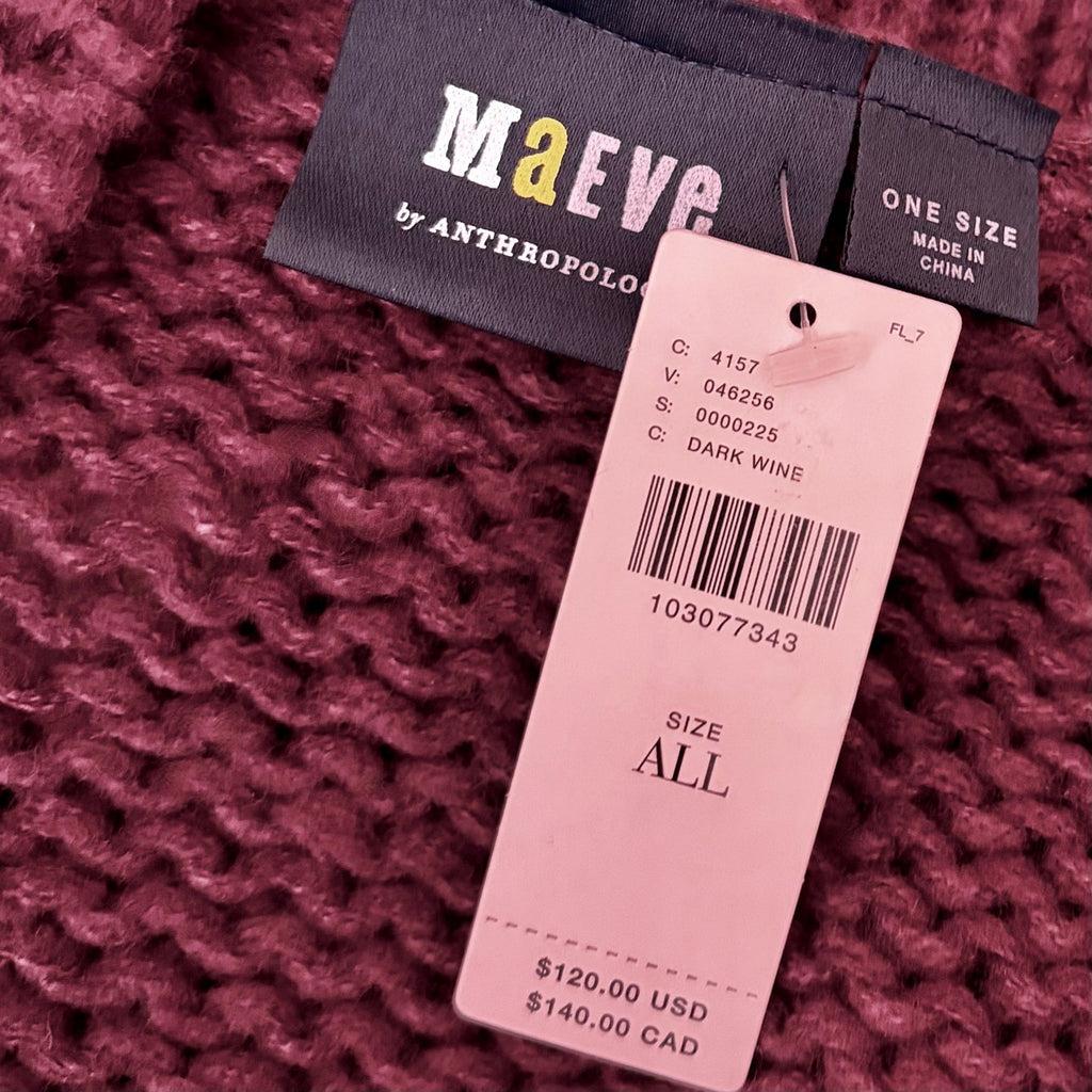 NWT!! Anthropologie MAEVE The Alicia 3D Bow Cropped Cardigan Dark Wine One Size