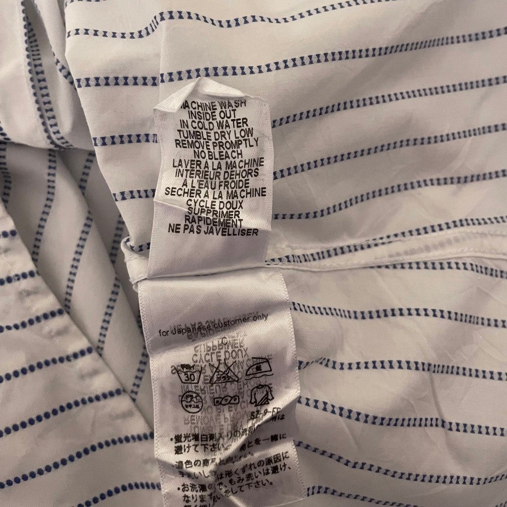 FRANK & EILEEN Crinkle Barry Buttondown Top Blouse White Blue Dotted Small