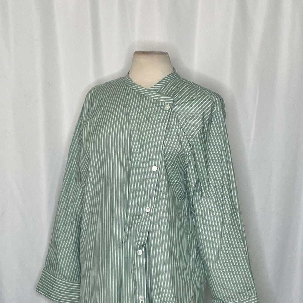 ROUCHA Green White Twist Stripe Shirt Double Breasted Academia BB Medium Short