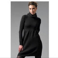 VINCE Solid Black Wool Knit Sweater Dress Turtleneck Pullover Minimalist Large