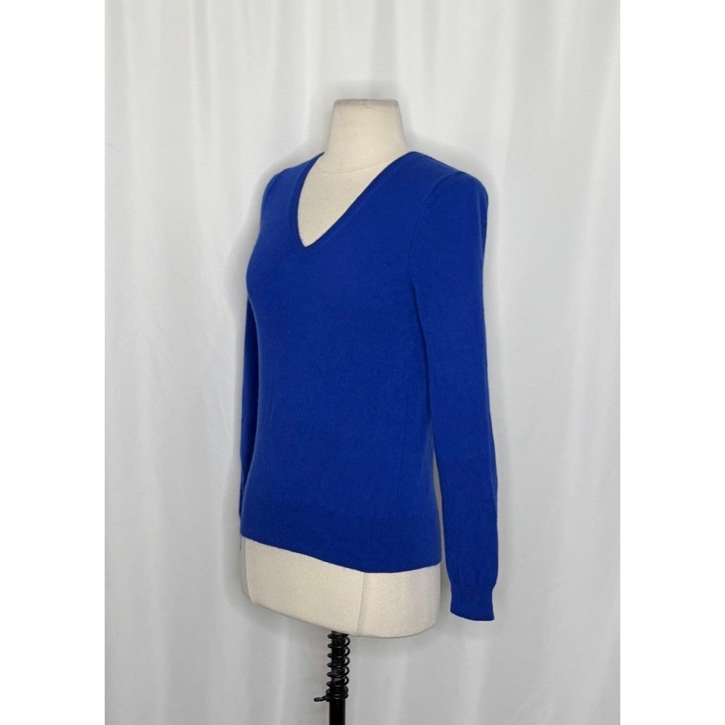 JENNIE LIU Cashmere Ava V Neck Sweater Cobalt Blue Knitwear Preppy X-Small