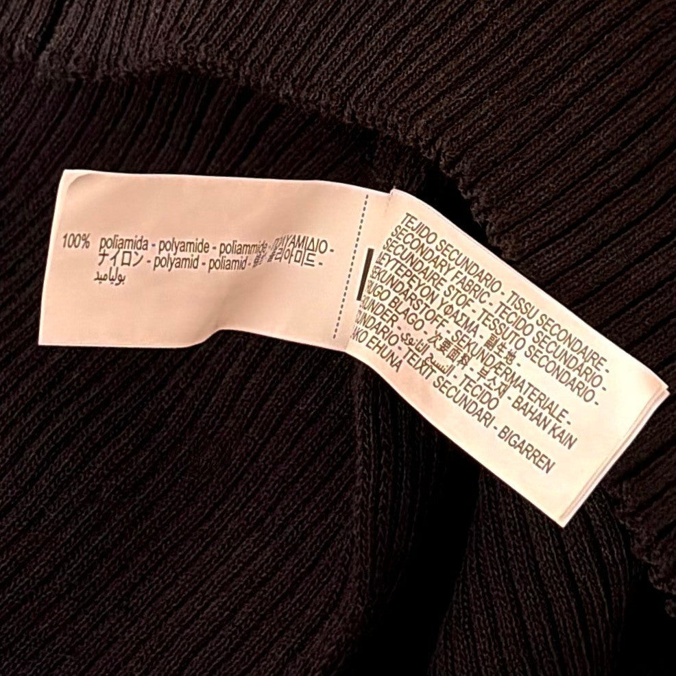 NWT!! ZARA Contrast Nylon Midi Dress Ribbed Knit Olive Green Black Blue Large