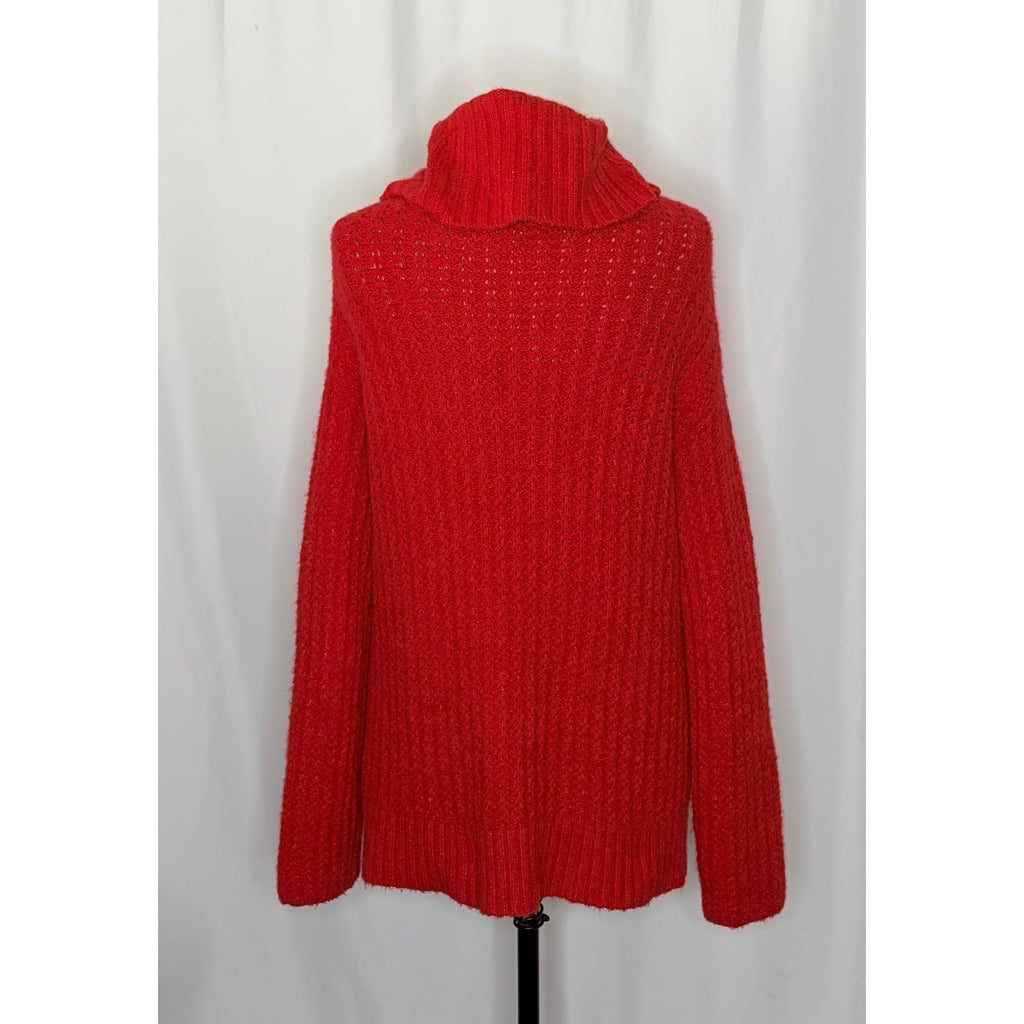Anthropologie MAEVE Cowl Neck Pullover Sweater Knit Solid Red Turtleneck Small