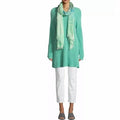 NWT! EILEEN FISHER Organic Linen Cotton Round Neck Tunic Sweater Shining Water M