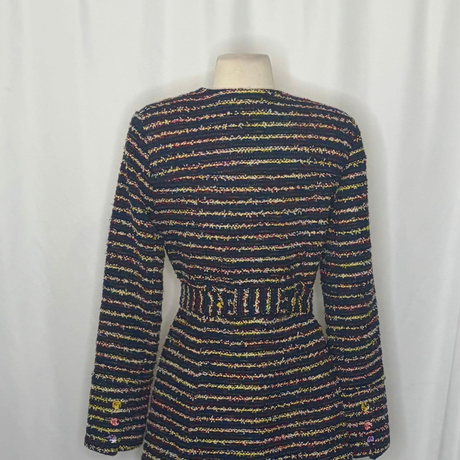 CABI Headline Topper Colorful Tweed Floral Belted Coat Preppy Style 5660 Size 2