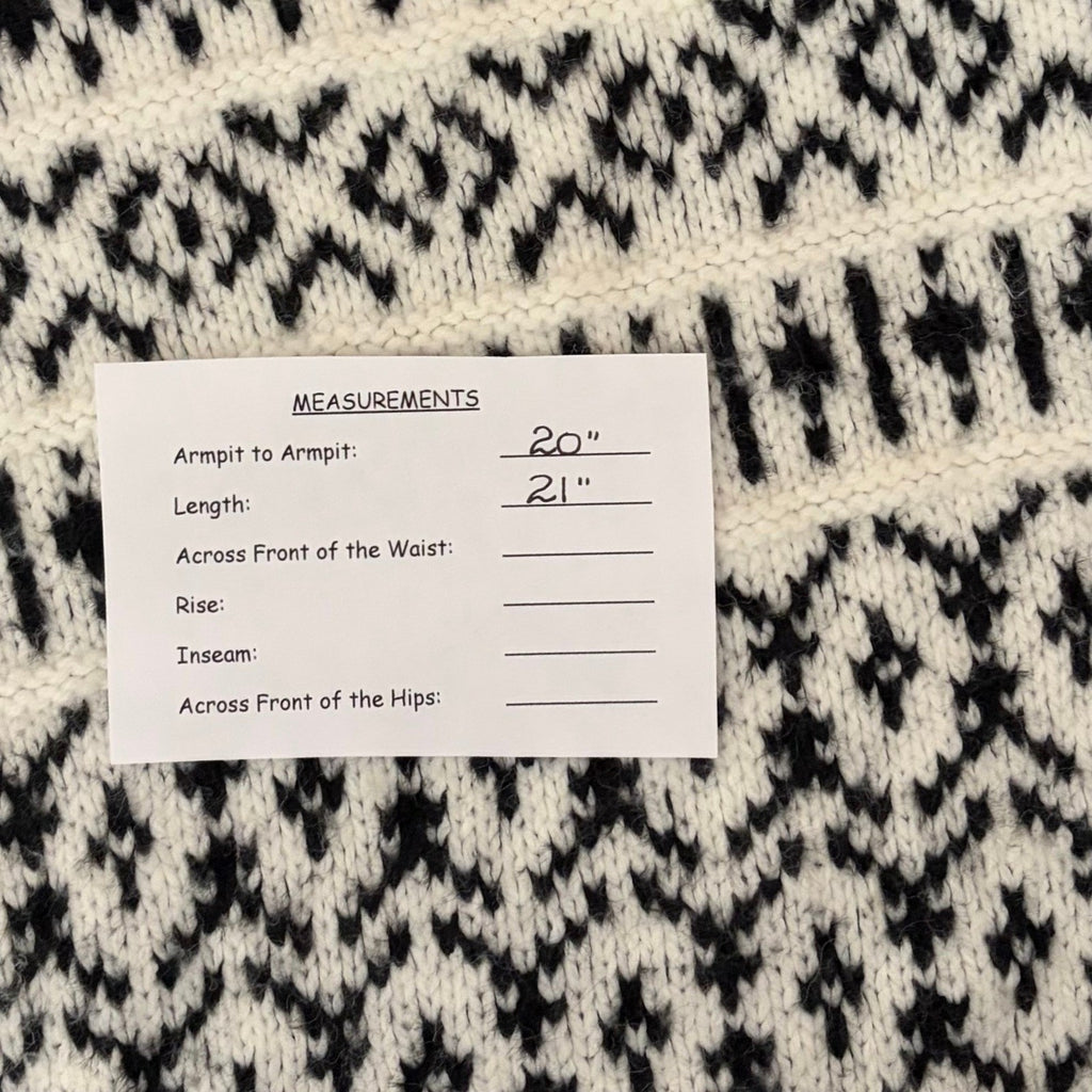 AMERICAN EAGLE Outfitters Fairisle Crew Neck Sweater Black White Fair Isle Small