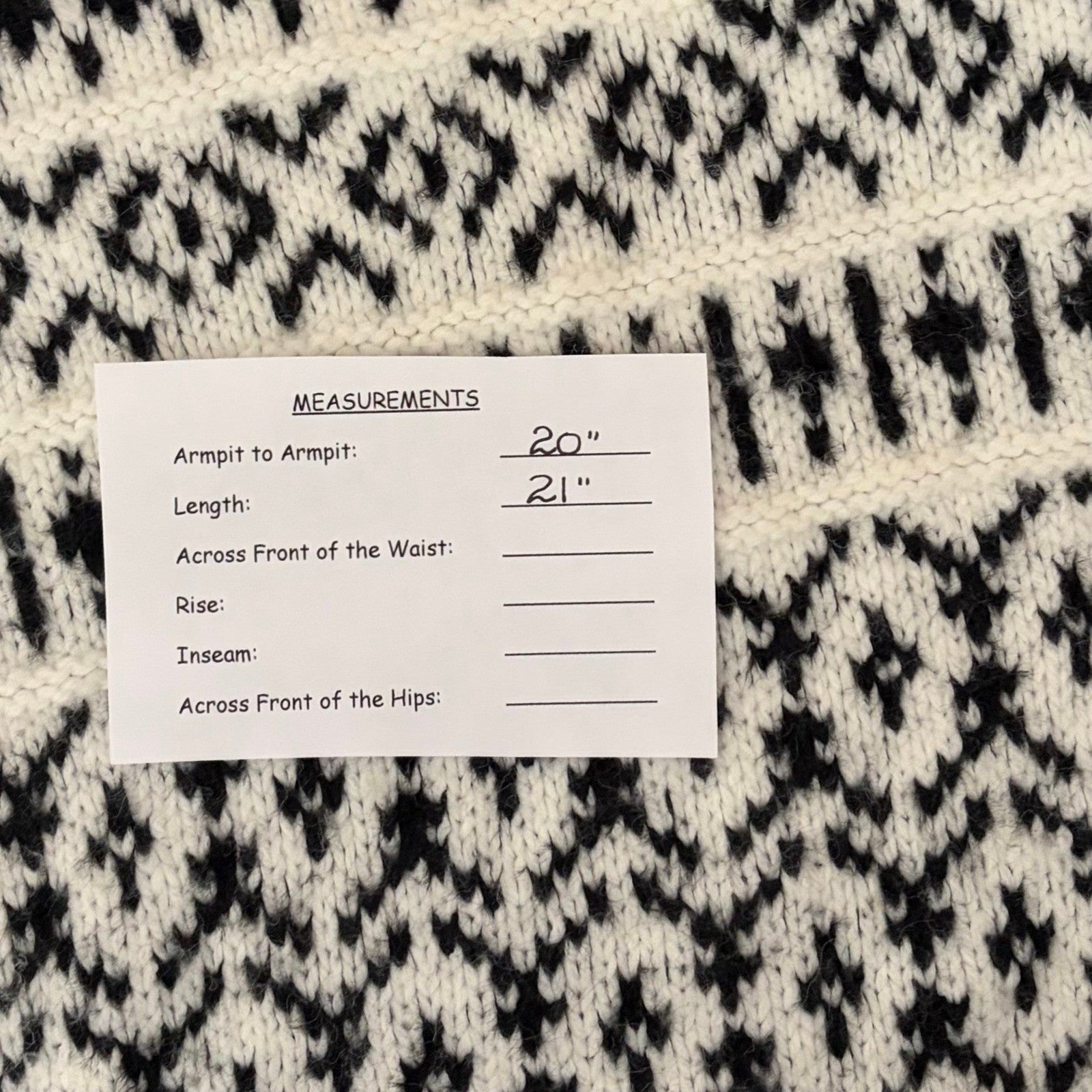 AMERICAN EAGLE Outfitters Fairisle Crew Neck Sweater Black White Fair Isle Small