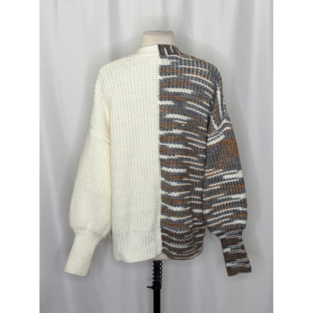 CINQ A SEPT Anabella Chunky Knit Cardigan Sweater Colorblock Space Dye Small