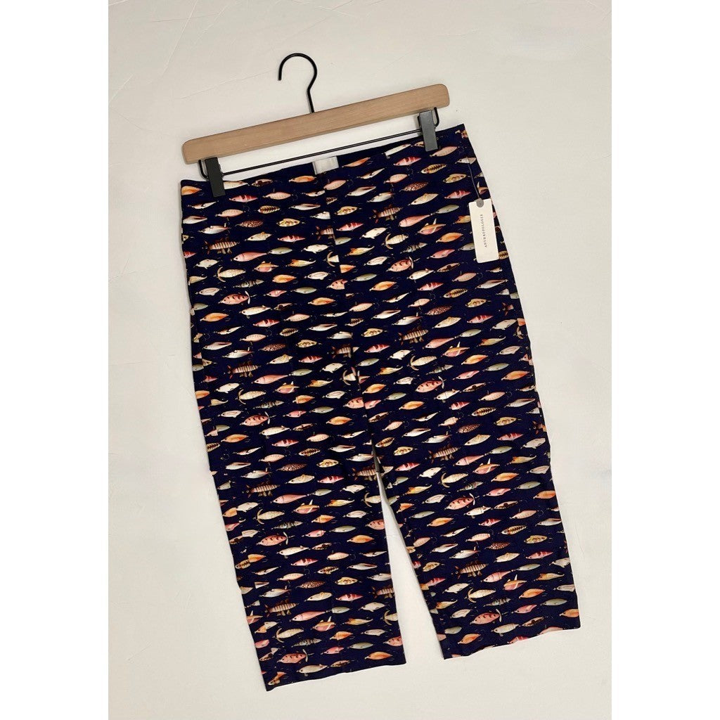NWT!! Anthropologie MAEVE Fishing Lures Capri Pants Elastic Waist Cropped Medium