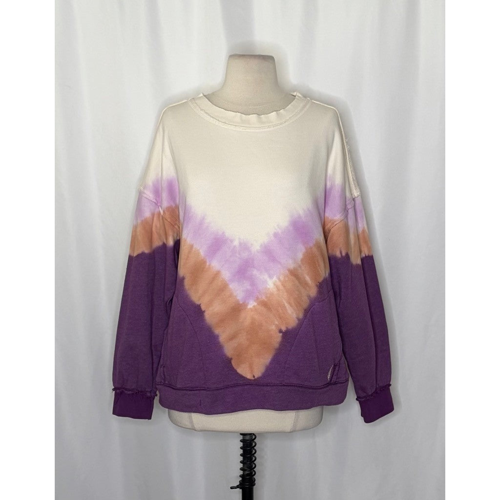 FP Movement FREE PEOPLE Ombre Metti Crew Sweatshirt Shirt Ombre Tie Dye Small