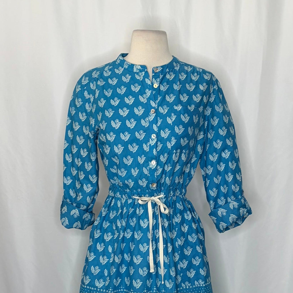 Anthropologie MEADOW RUE Anila Shirtdress Floral Blockprint Shirt Dress Size 4