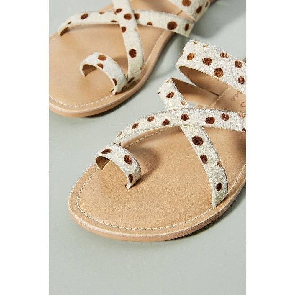 NEW!! Anthropologie COCONUTS by Matisse Dotted Strappy Sandals Calf Hair Flats 7