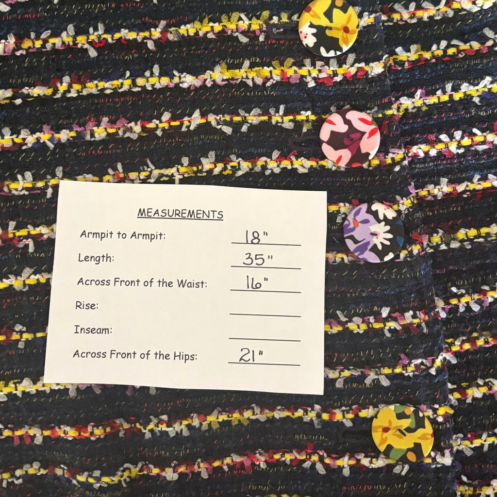 CABI Headline Topper Colorful Tweed Floral Belted Coat Preppy Style 5660 Size 2