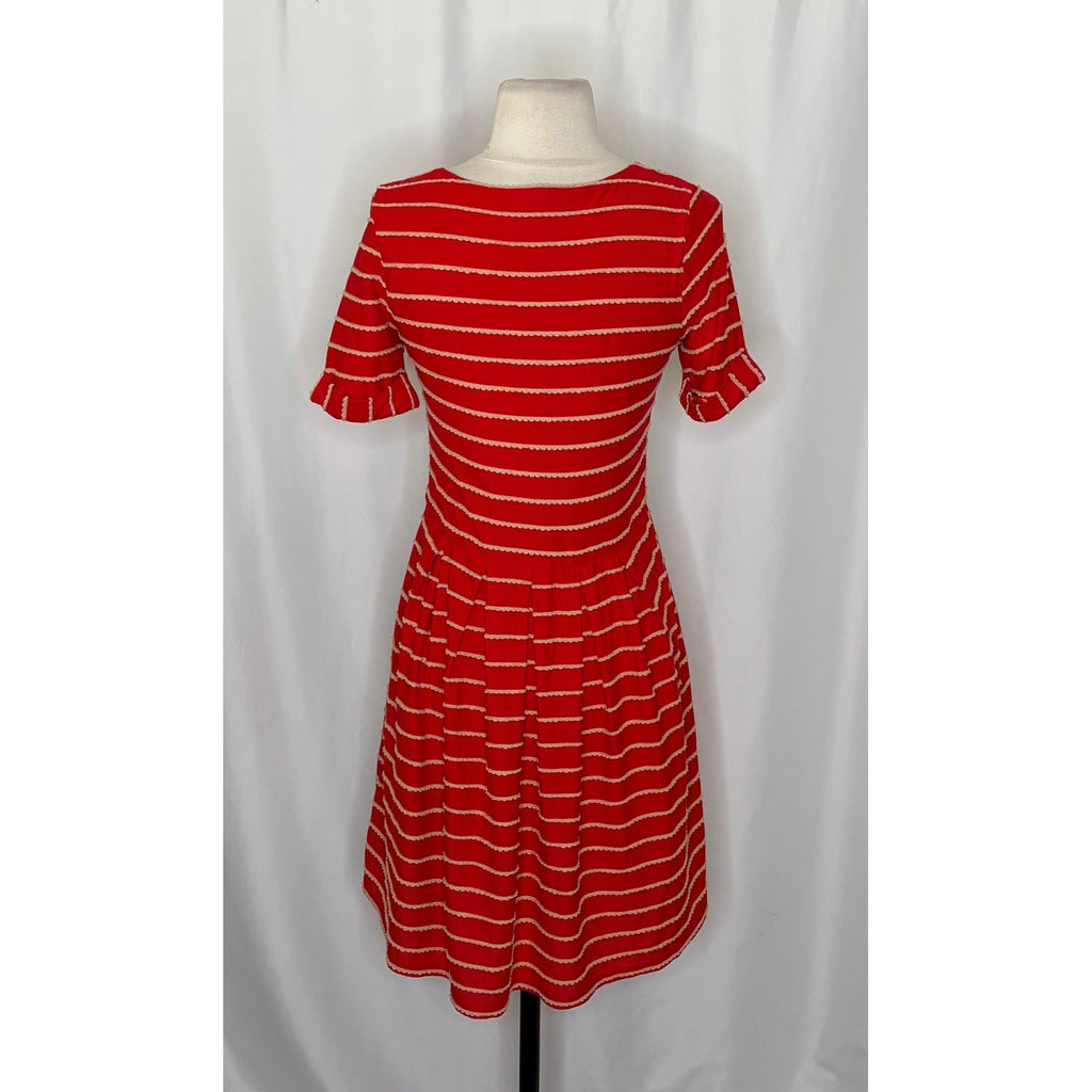 Anthropologie BORDEAUX Taylor Swift Zooey Deschanel Red Scalloped Dress Medium