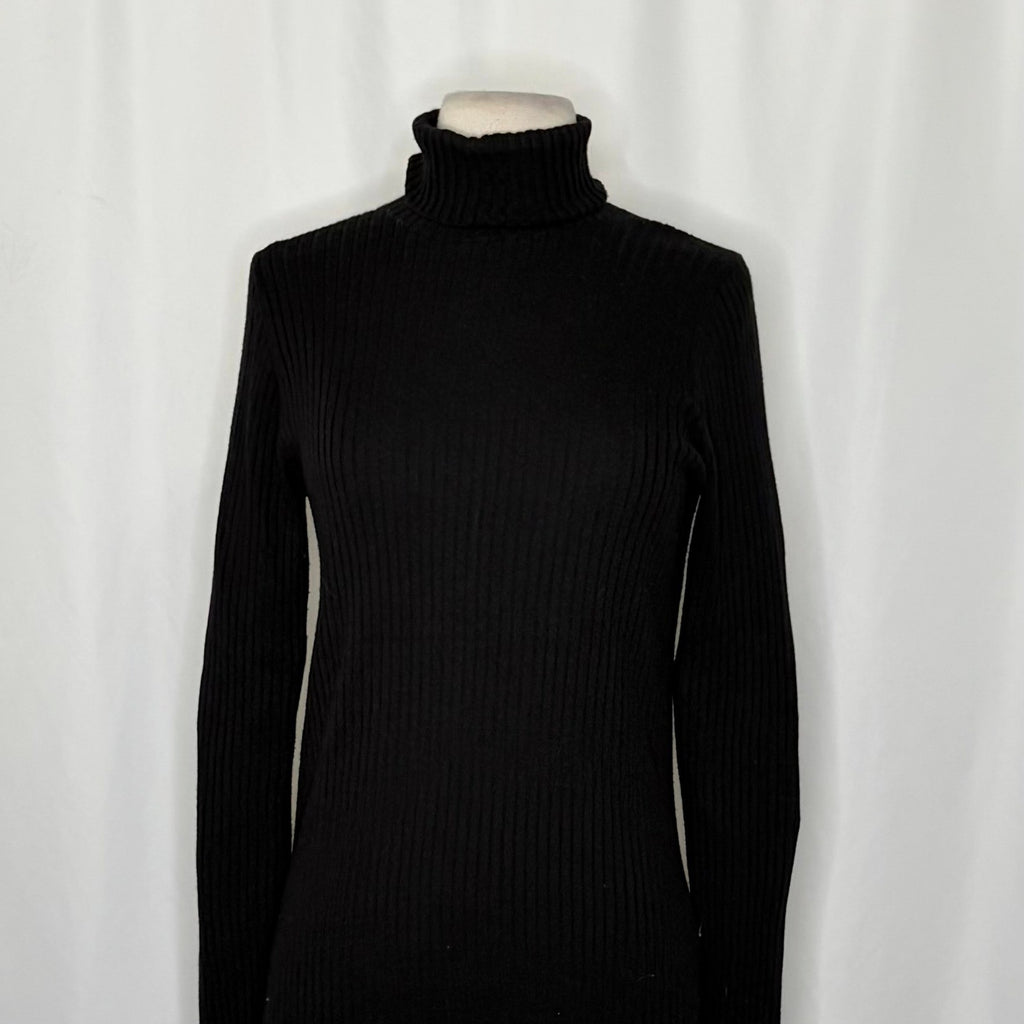 VINCE Black Cashmere Ribbed Turtleneck Knit Top Sweater Pullover Knitwear Medium