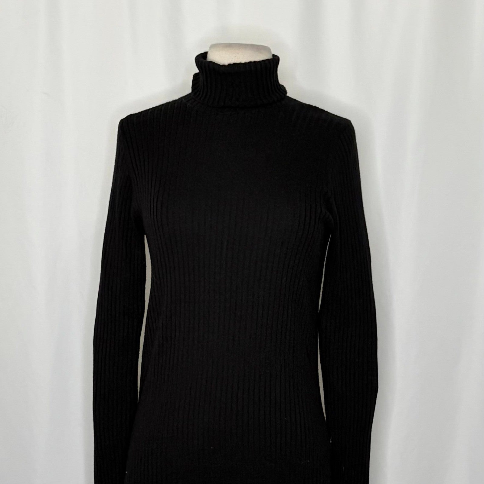 VINCE Black Cashmere Ribbed Turtleneck Knit Top Sweater Pullover Knitwear Medium