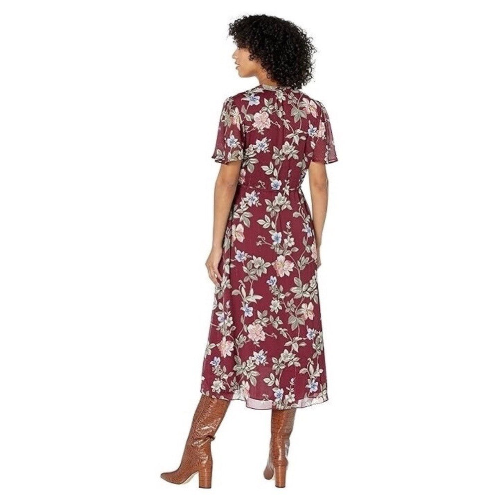TOMMY BAHAMA Painted Petal Midi Floral Dress Metallic Embellished Beads X-Small