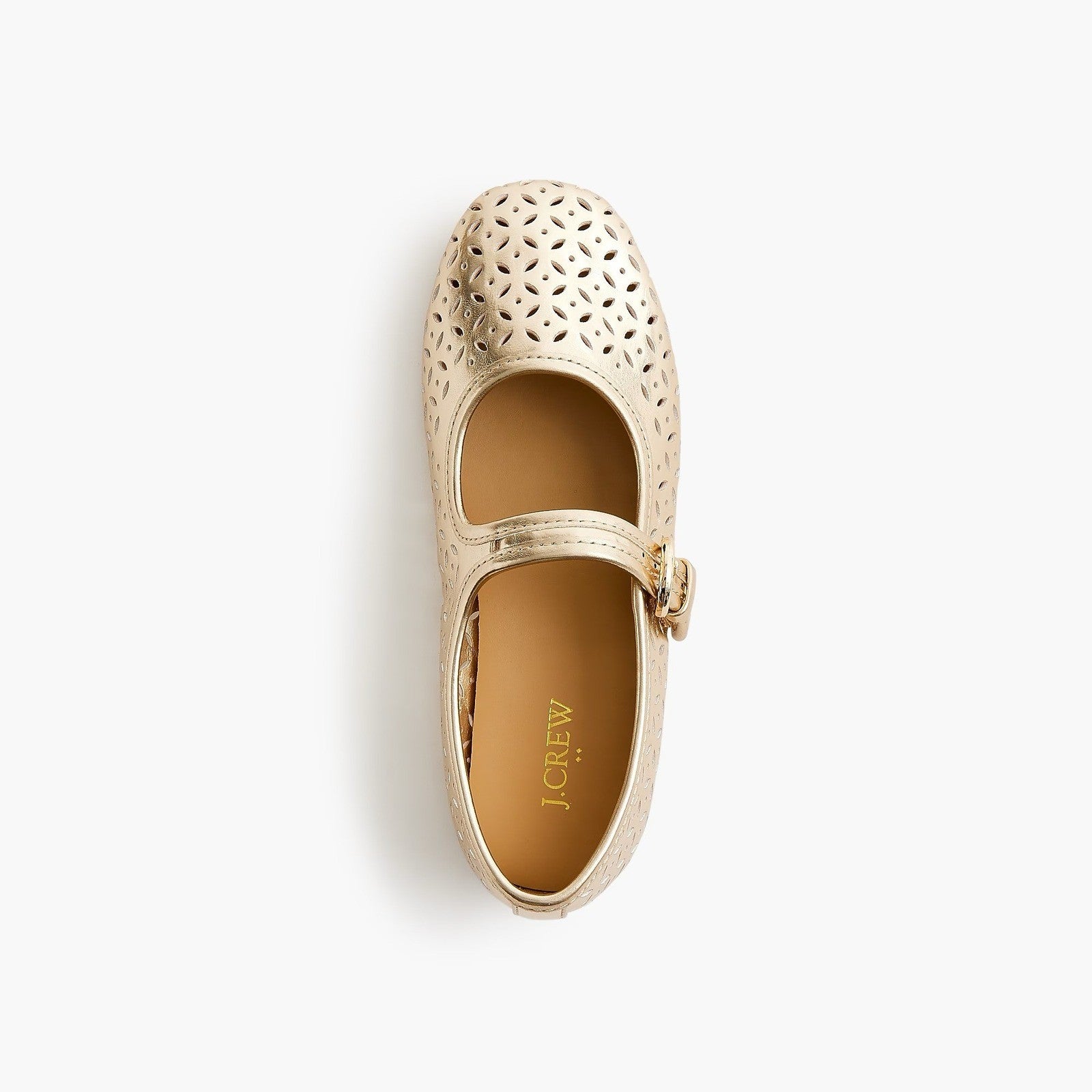 Girl's J. CREW Factory Perforated Metallic Mary Janes Shoes Buckles Party Size 4