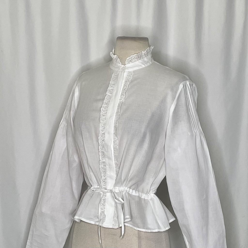 NWT!! J. CREW Lace Trim Cinched-Waist Cotton Voile White Top Blouse X-Small