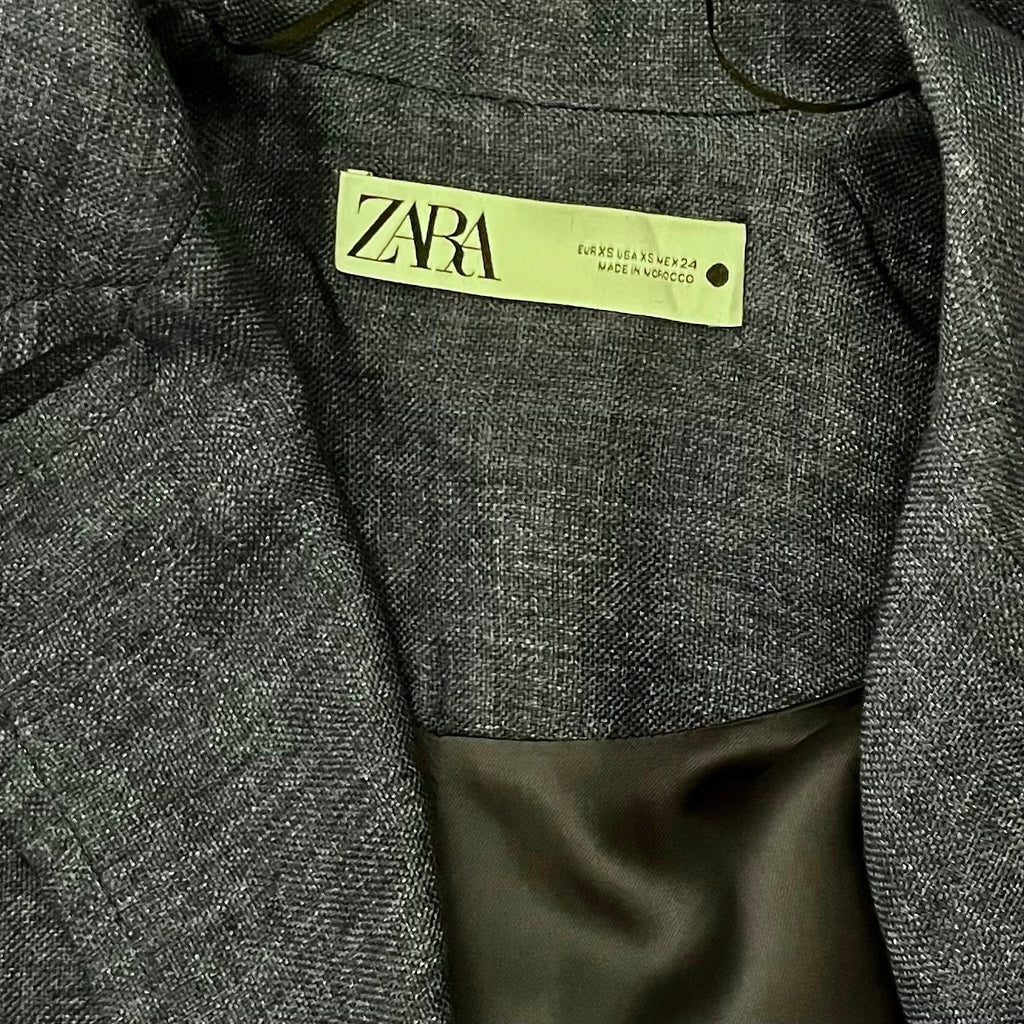 ZARA Limited Edition Linen Coat Buttons Pockets Double Breasted Blue X-Small