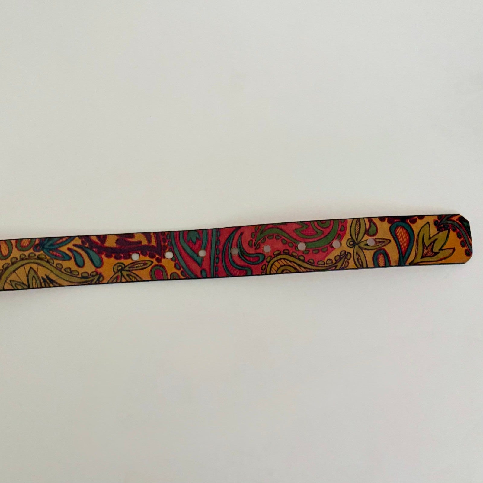 Unisex JON WYE Leather Paisley Belt Western Retro Made in USA Men Women 46"