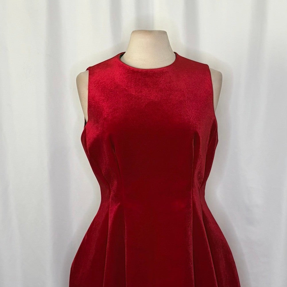 NWT! ZARA Voluminous Red Velvet Dress Valentine Date Party Mini Structured Large