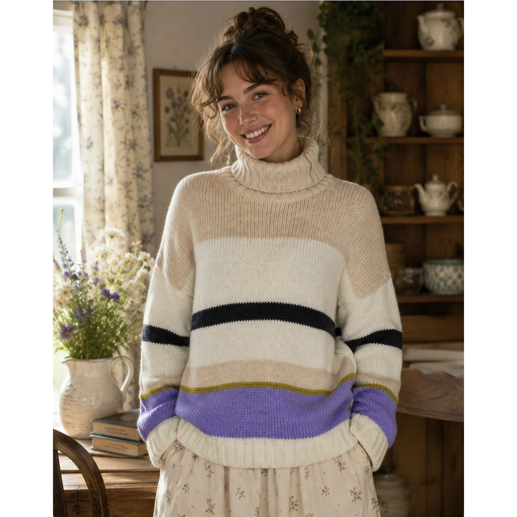 Anthropologie ALDOMARTINS Striped Turtleneck Sweater Aldo Martins Wool Small