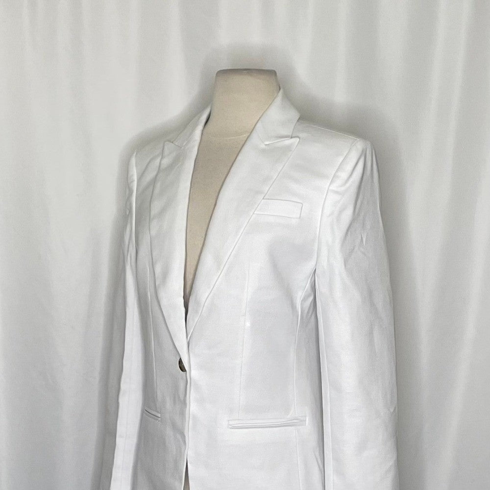 NWT!! J. CREW Alexandra Blazer Stretch Linen Blend Solid White Jacket Size 4