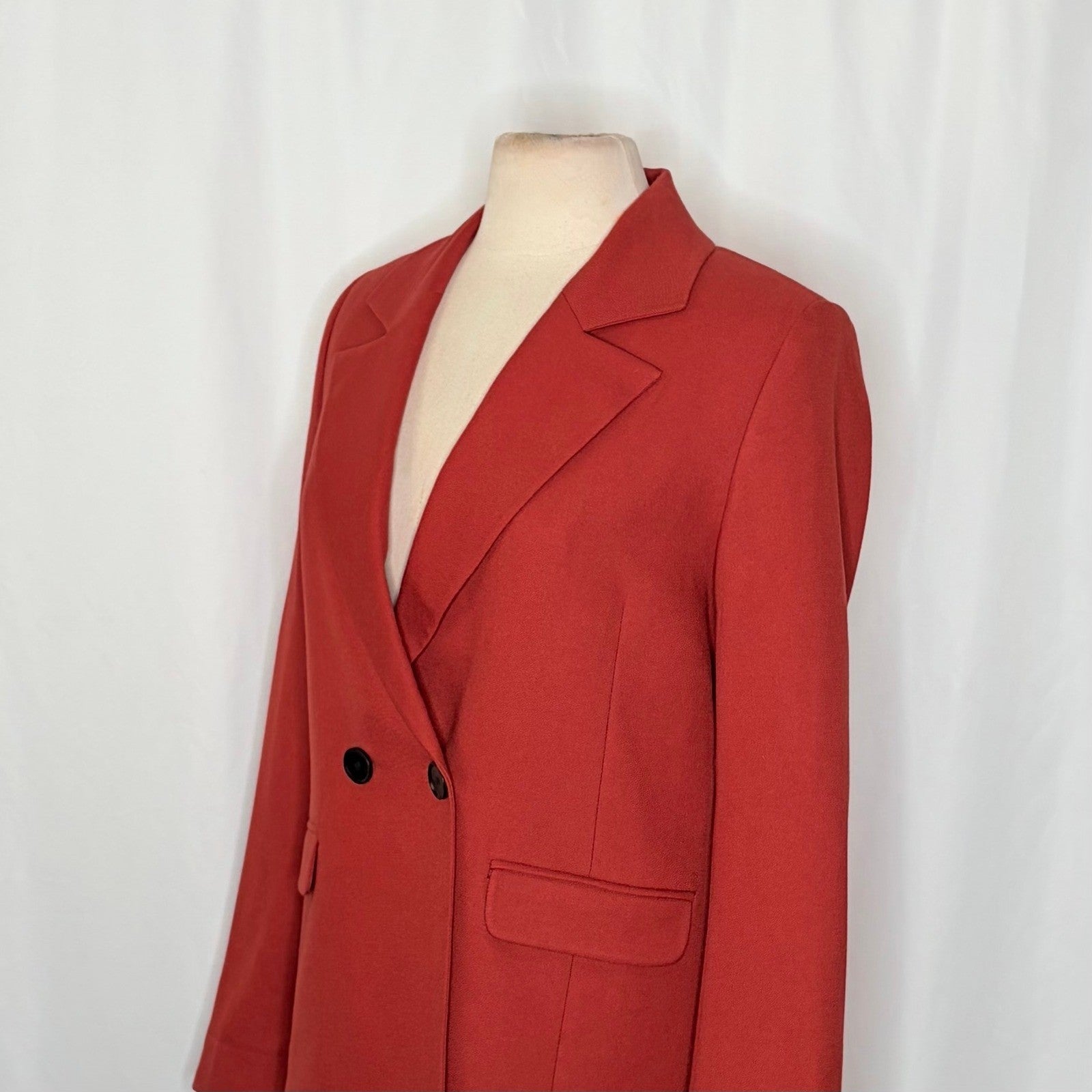 ANINE BING Becky Blazer Rust Double Breasted Pockets Boxy Business Solid Small