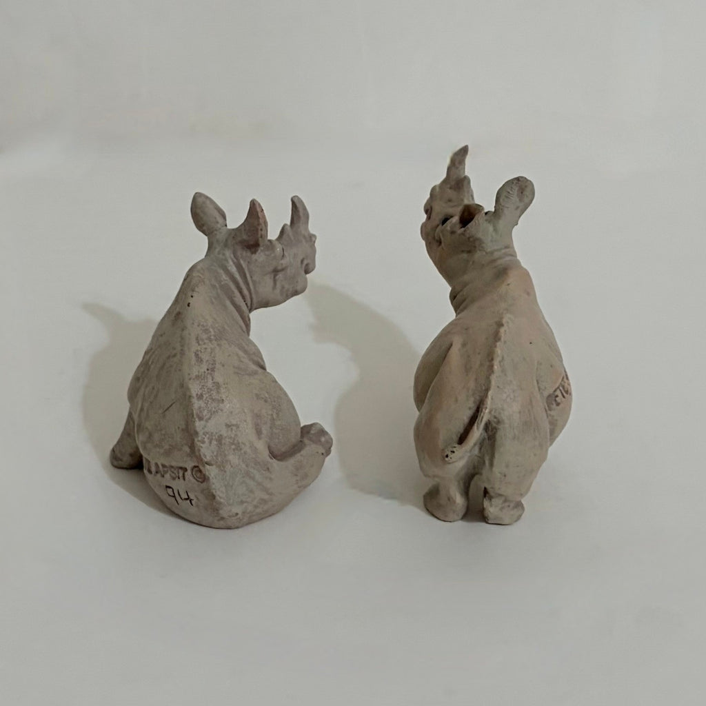 Vintage Pete Apsit NOAH'S ARK Set Two 2 Rhinos Rhinoceros Ripley Rhonda Animals
