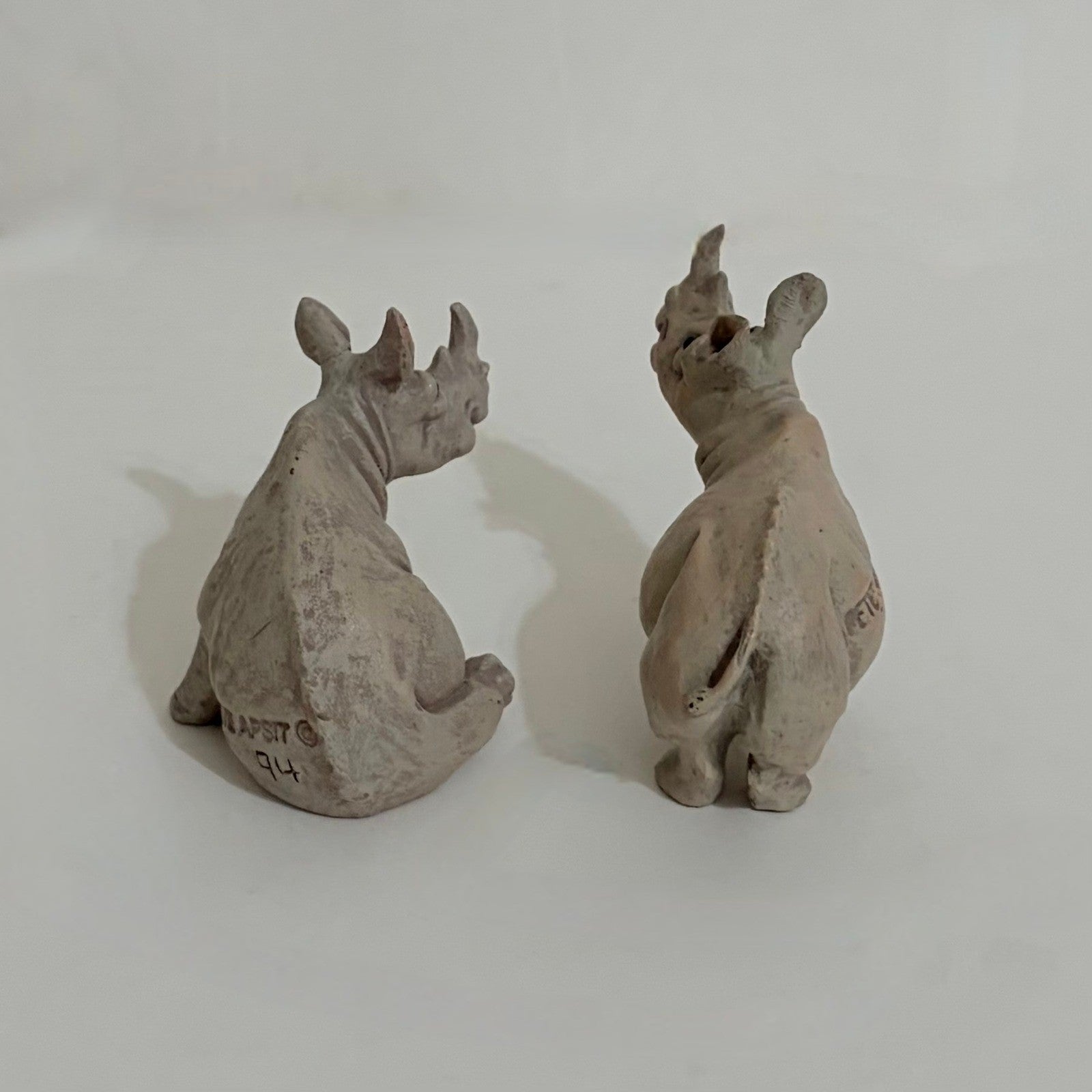 Vintage Pete Apsit NOAH'S ARK Set Two 2 Rhinos Rhinoceros Ripley Rhonda Animals