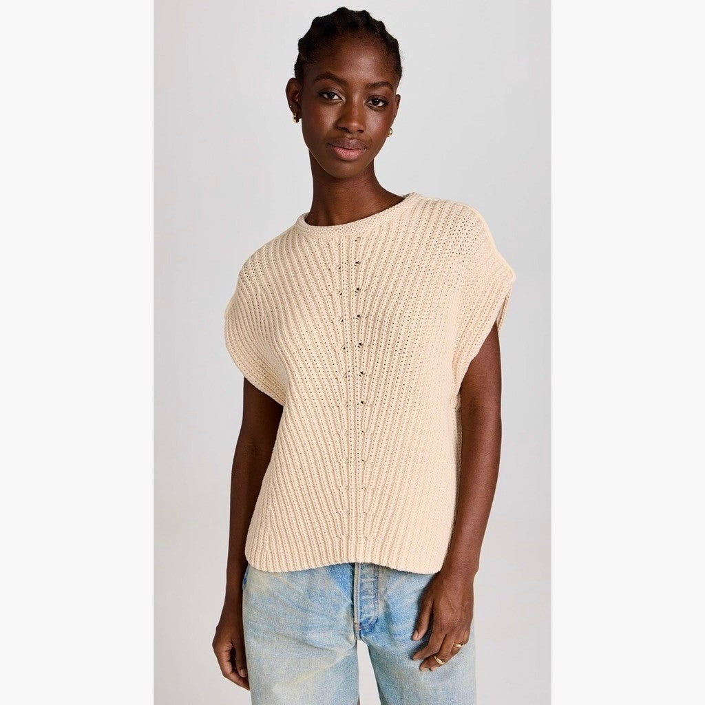 RAG & BONE Shane Sweater Vest Ivory Light Dove Sleeveless Cream Knit Small