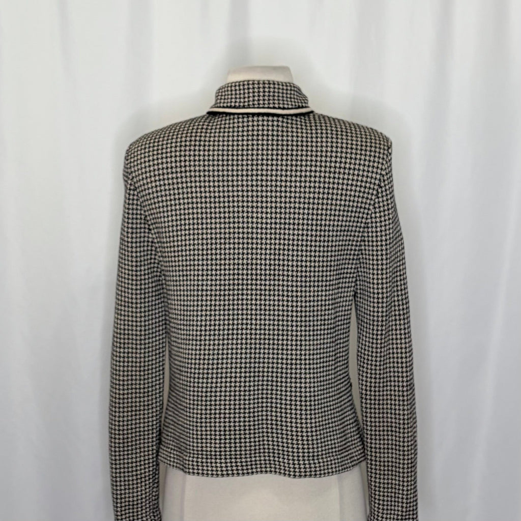 ST. JOHN Collection by Marie Gray Black Ivory Houndstooth Blazer Jacket Size 6