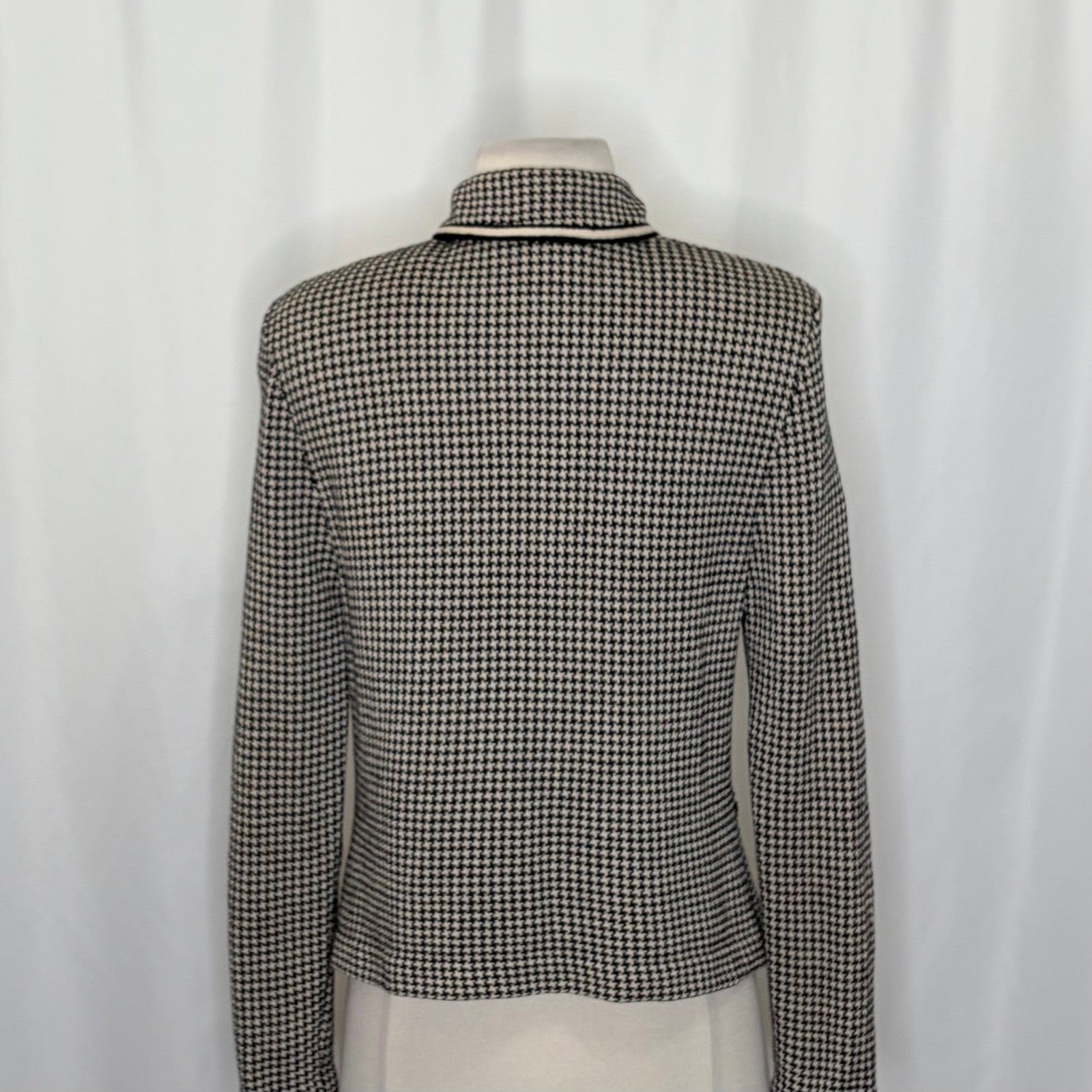 ST. JOHN Collection by Marie Gray Black Ivory Houndstooth Blazer Jacket Size 6