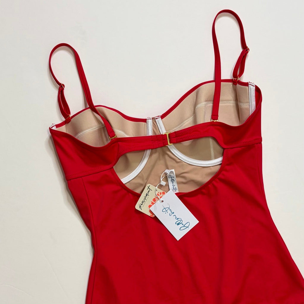 NWT!! FREE PEOPLE x Follow Suit Regina One-Piece Swimsuit Vermillion Red X-Large