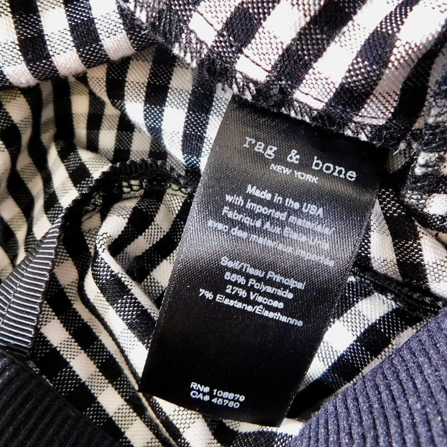 Revolve RAG & BONE Simone Gingham Pants Check Black White Tapered Size 4