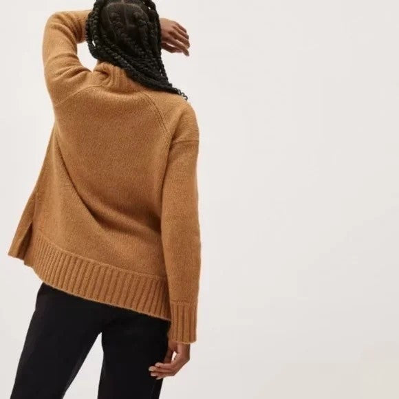 EVERLANE The Cloud Turtleneck Sweater Wool Alpaca Heathered Chai Small