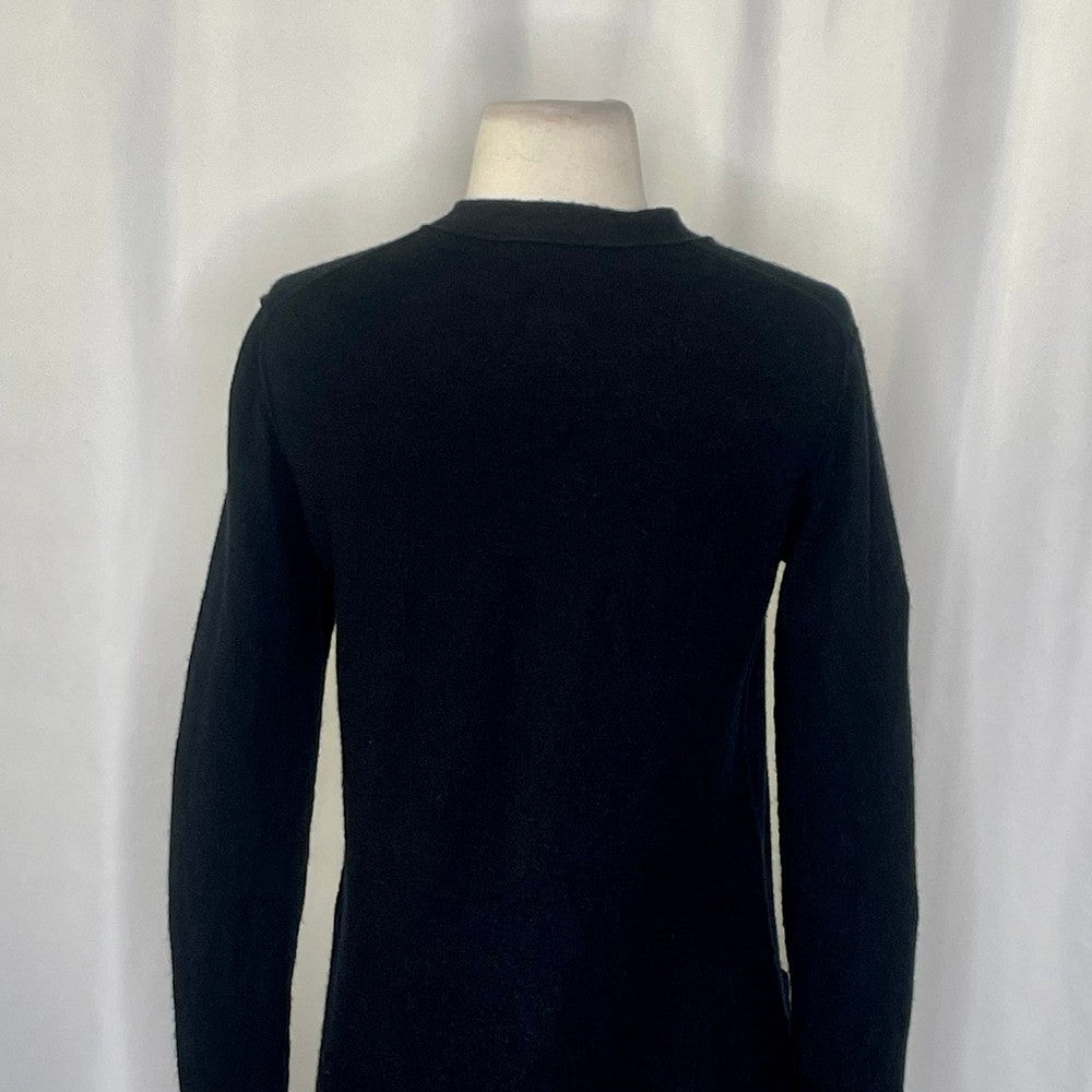 Revolve VINCE Cashmere Longline Button V Cardigan Sweater Solid Black Pockets XS