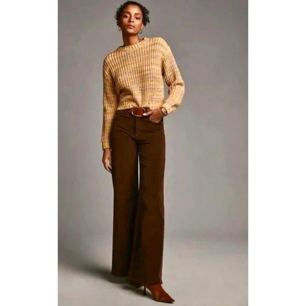 ANTHROPOLOGIE Ribbed Obi Melange Crewneck Sweater Pullover Knit Marled Small