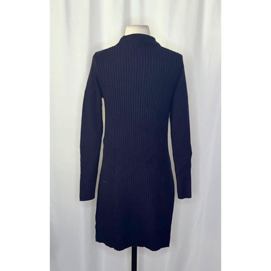 ALEX MILL Ribbed Tunic Sweater Dark Navy Blue Pullover Merino Wool Knit Small