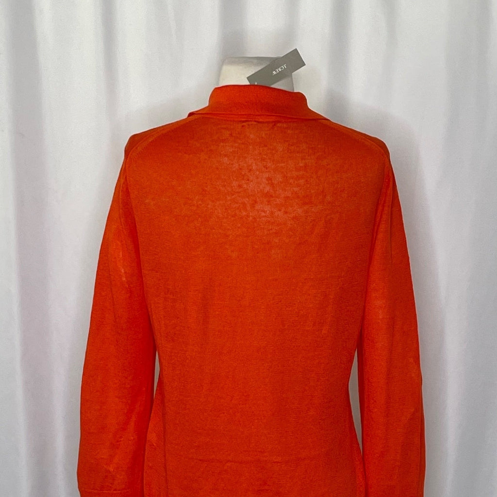 NWT!! J. CREW Collared Button-Up Sweater Cardigan Linen Poppy Orange Red Small
