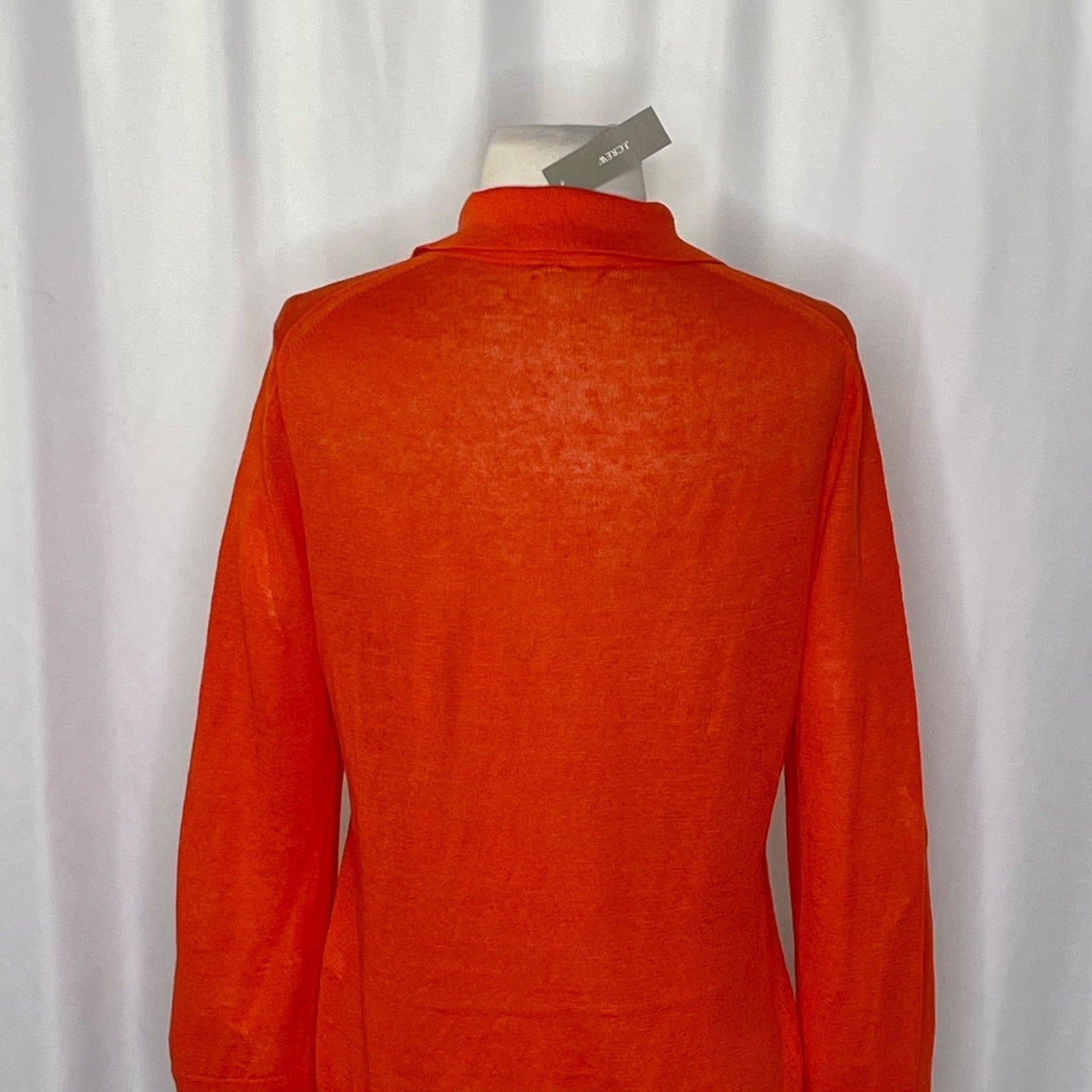 NWT!! J. CREW Collared Button-Up Sweater Cardigan Linen Poppy Orange Red Small