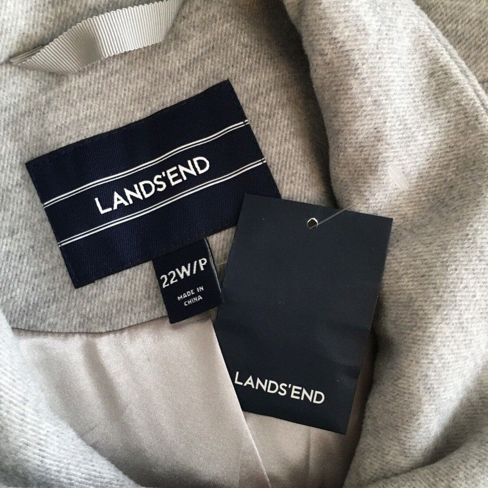 NEW!! LANDS' END Heathered Gray Jacket Blazer Peacoat Button Down 22W Petite