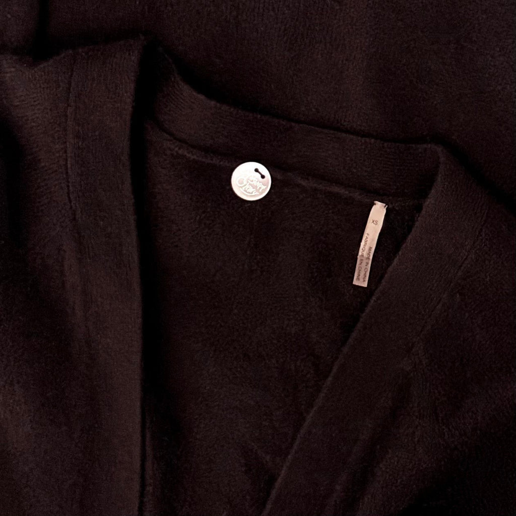 MARGARET O'LEARY Black Cashmere Cardigan Sweater Solid Buttons Pockets X-Small